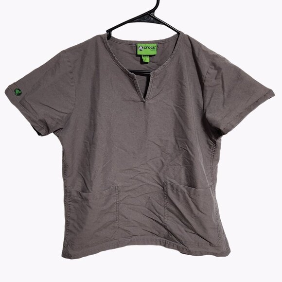 Crocs Basic Scrub Top Womens Medium Brown Short Sleeve Medical Nurse Uniform - Picture 1 of 4